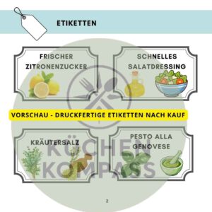 Etiketten zum Ausdrucken – Öle, Salze & Vorräte